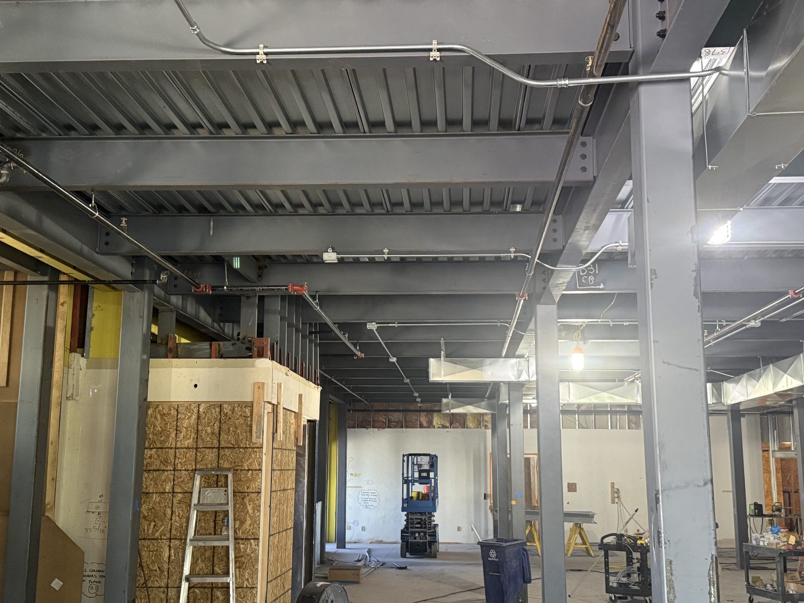 Interior rough-in with conduit and boxes set in framed walls