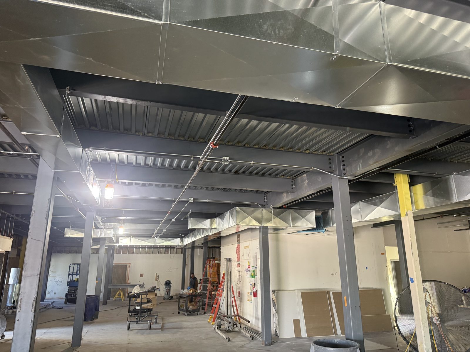 Structural steel and overhead MEP coordination on a commercial building