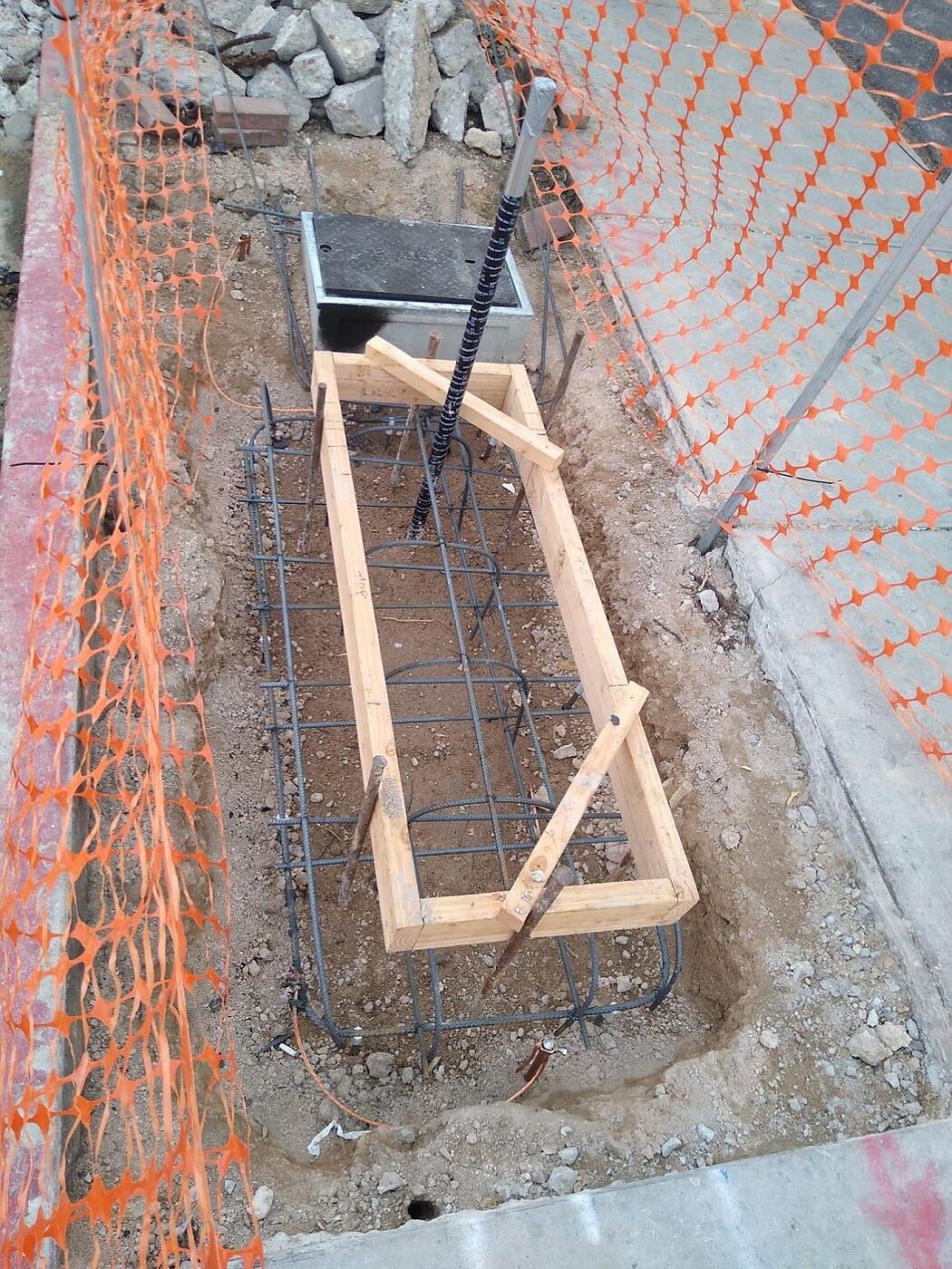 Rebar and formwork for an equipment pad before the pour